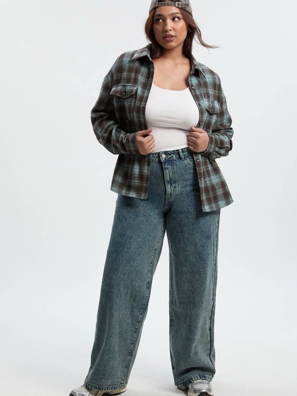 Boohoo Washed Blue High-Rise Wide-Leg Jeans